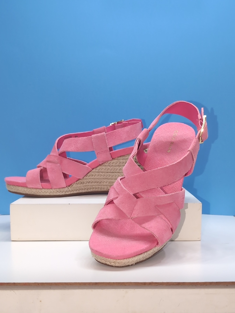 Cole Hasm Pink Women’s Espadrille Wedge Sandals Size6B
